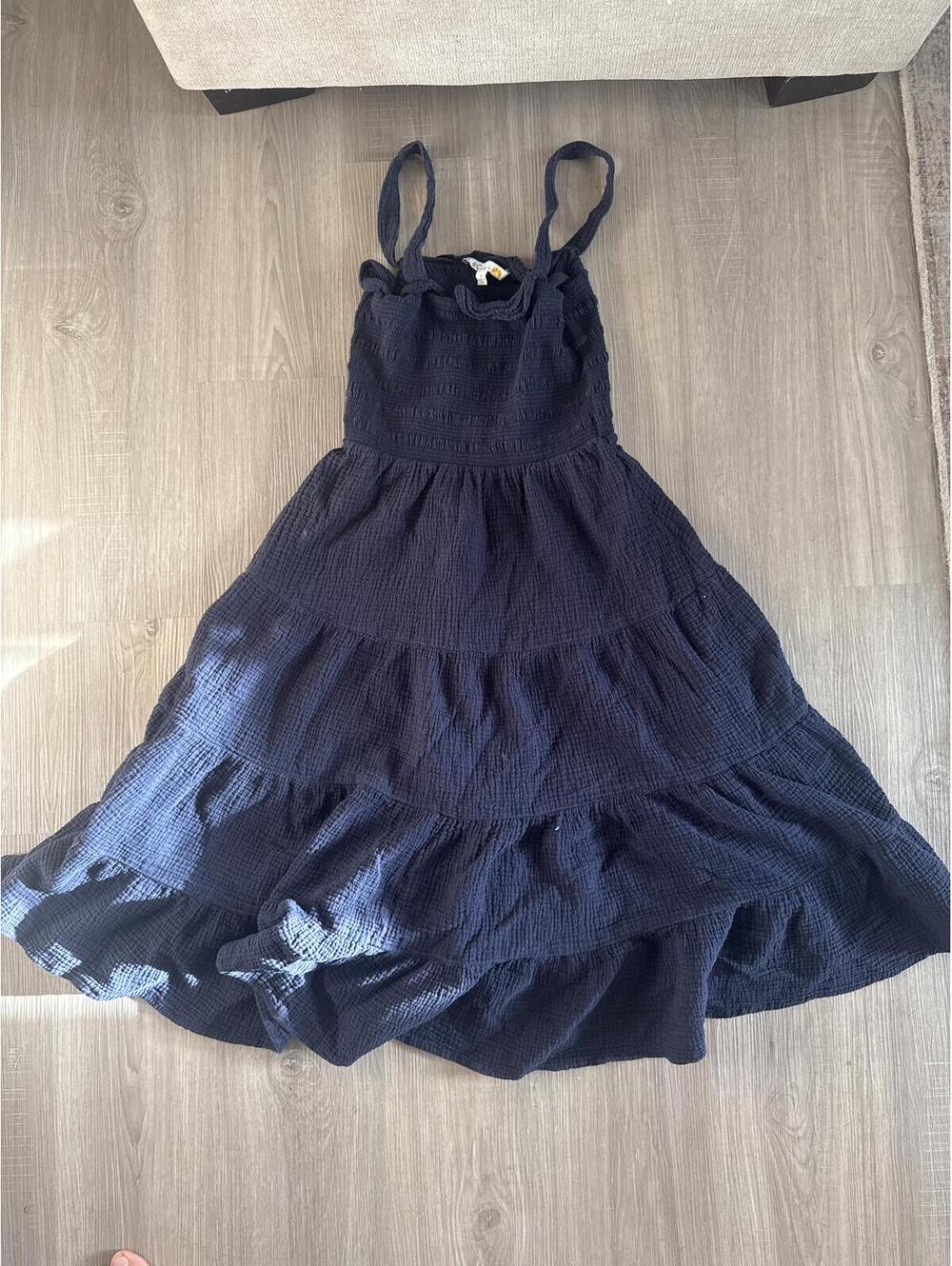 C&C California Navy Blue Tiered Maxi Dress Small